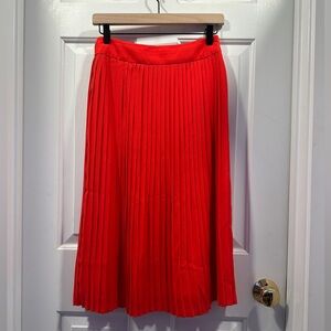 J Crew pleated red midi/maxi skirt with sheer pleat and liner
